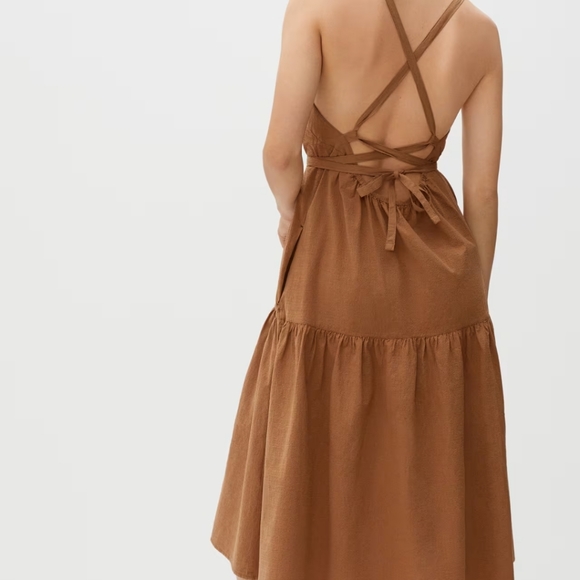 Everlane Cotton Pinafore Backless Dress Brown Sz 8 - Picture 2 of 14